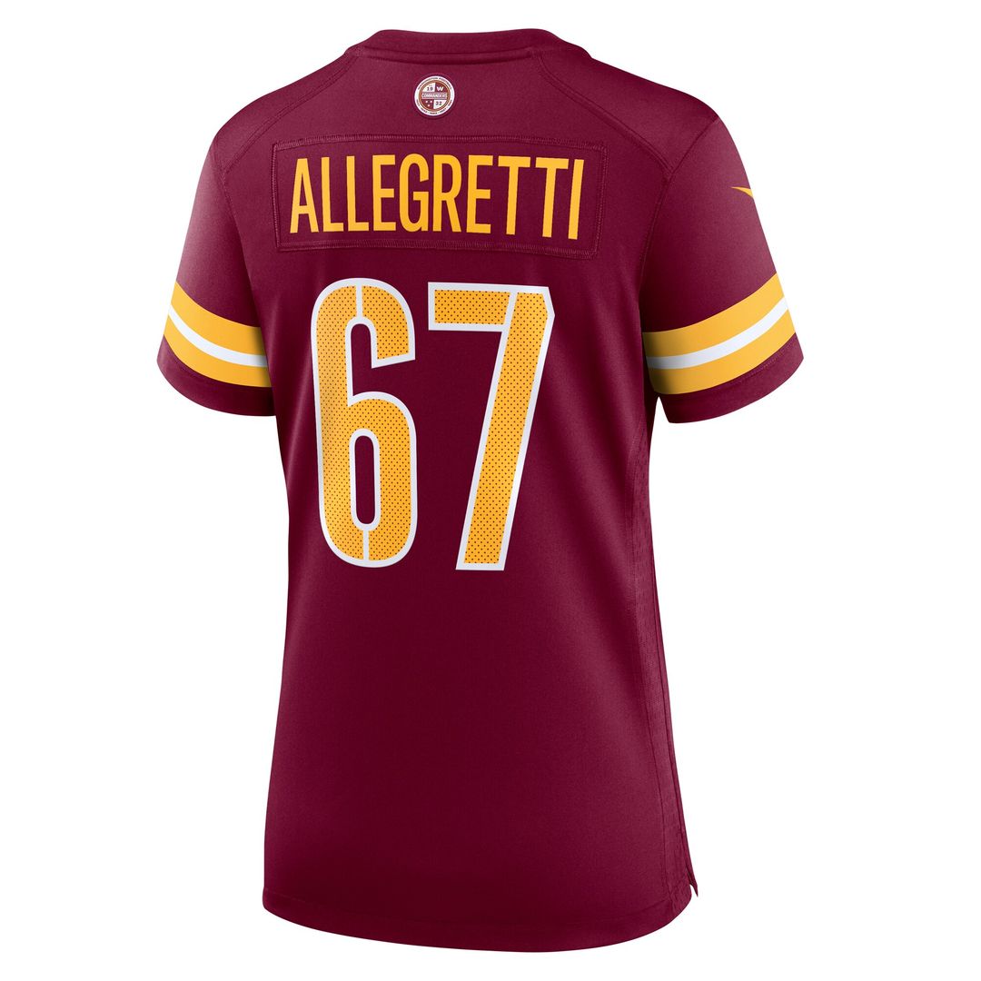 Nick Allegretti Washington Commanders Nike Women's  Game Jersey -  Burgundy